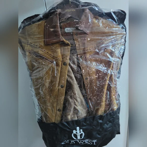 Vintage Old West Lambskin Leather Western Jacket Brown Medium - Picture 6 of 6